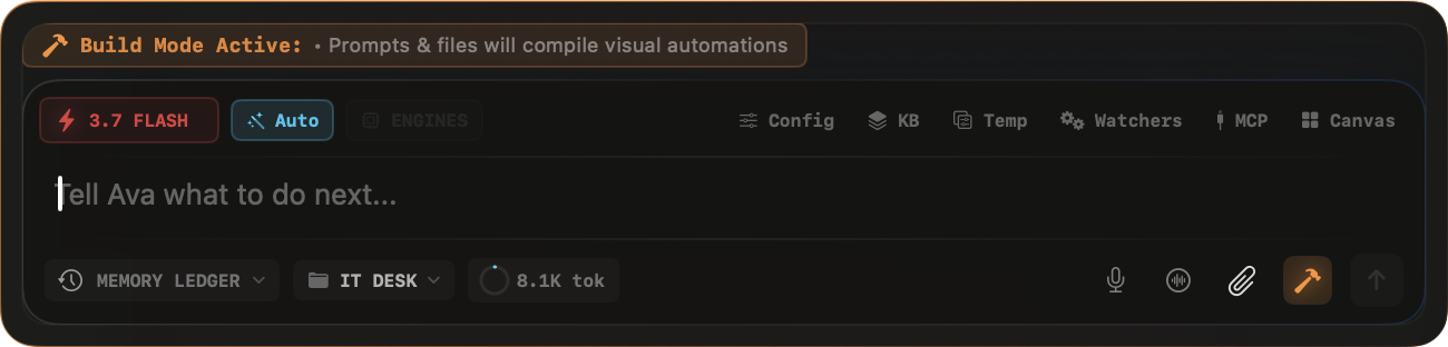 Ava Build Mode Active